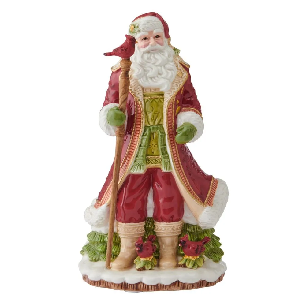 Fitz and Floyd Poinsettia statuina musicale Babbo Natale 26 cm