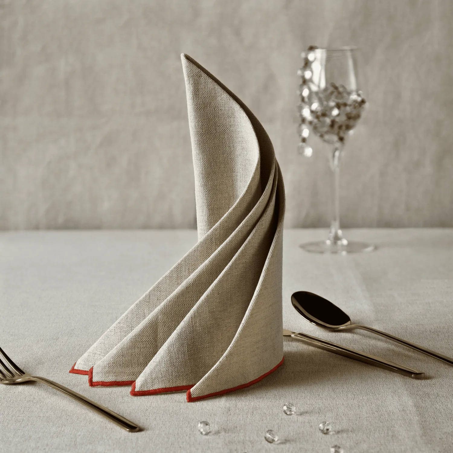 Tavola Ceramica Noemi Coppia Tovaglioli Bianco Puro in tessuto