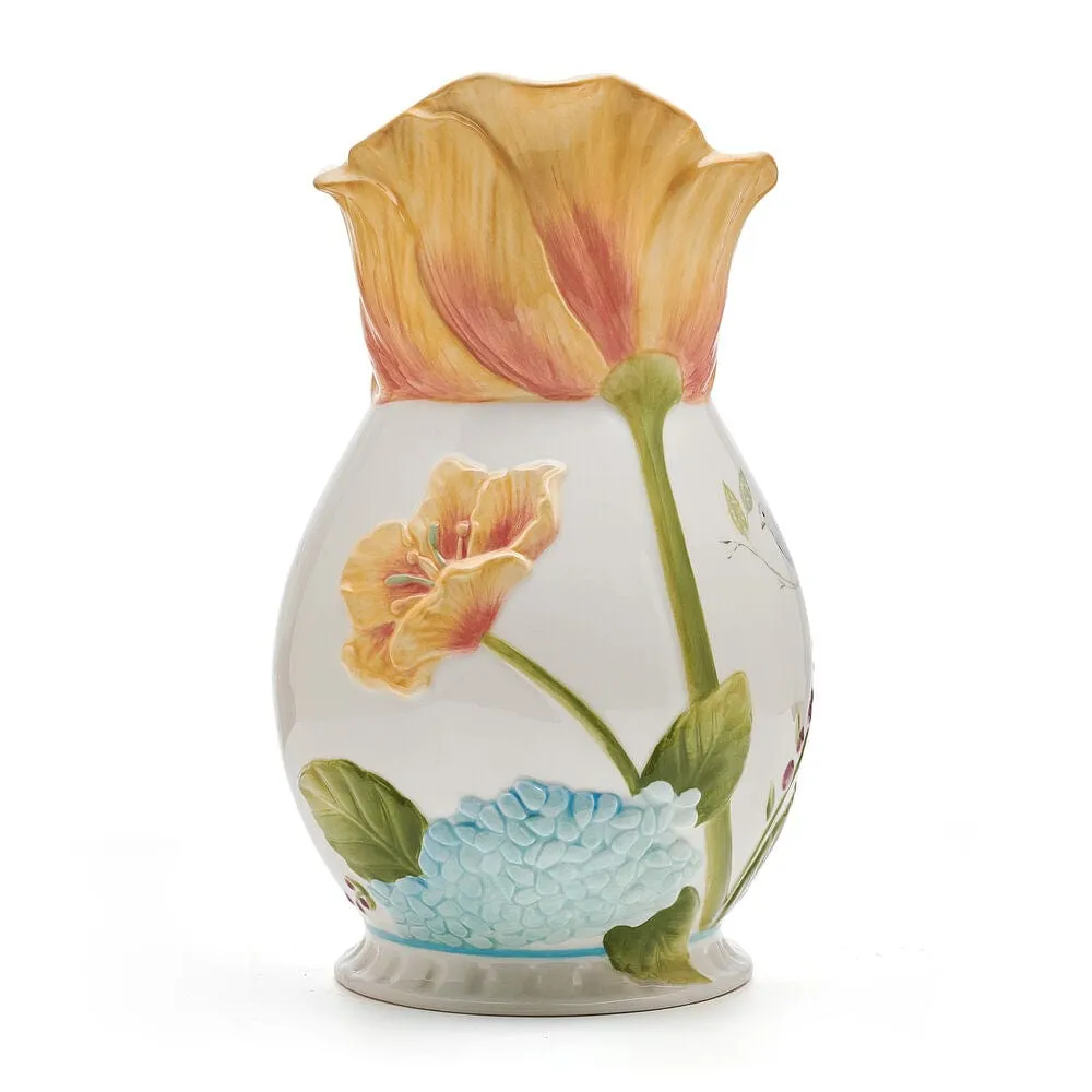 Fitz and Floyd Meadow brocca ceramica fiori primavera