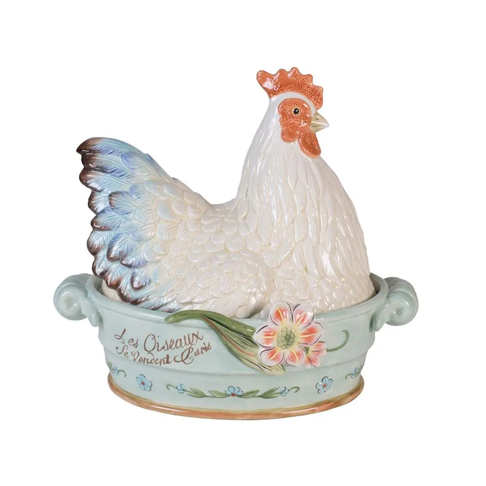 Fitz and Floyd Toulouse Hen Ciotola Verdure con Coperchio 1,4 L