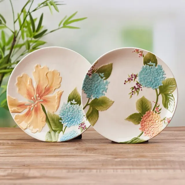 Fitz and Floyd Meadow piatti insalata set 2 ceramica fiori