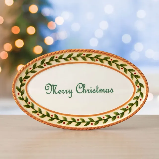 Fitz and Floyd Santa's Gift Vassoio ovale Merry Christmas