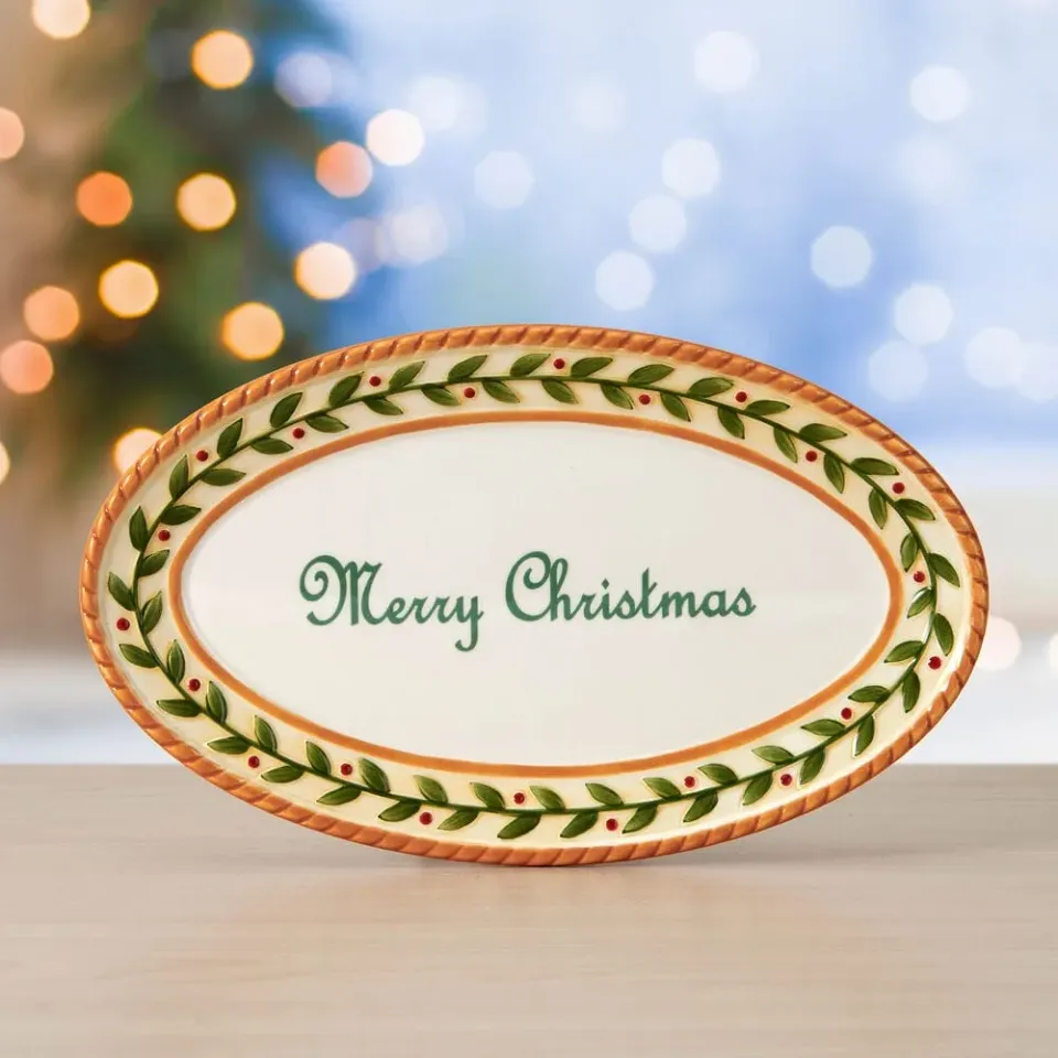 Fitz and Floyd Santa's Gift Vassoio ovale Merry Christmas