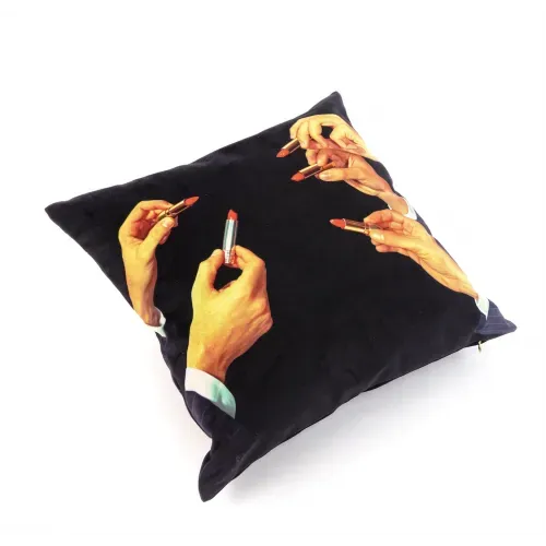 Seletti Wears Toiletpaper Lipstick Black cuscino nero