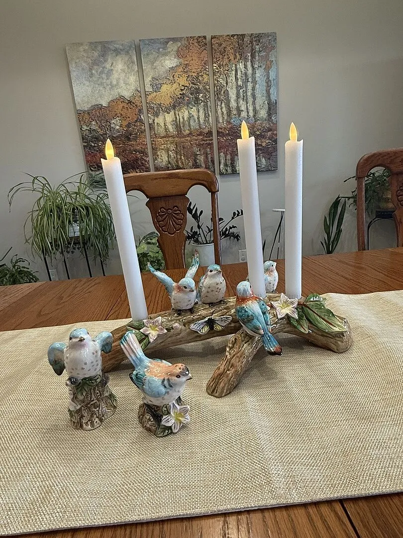 Fitz and Floyd Toulouse Bird portacandele 3 posti ceramica