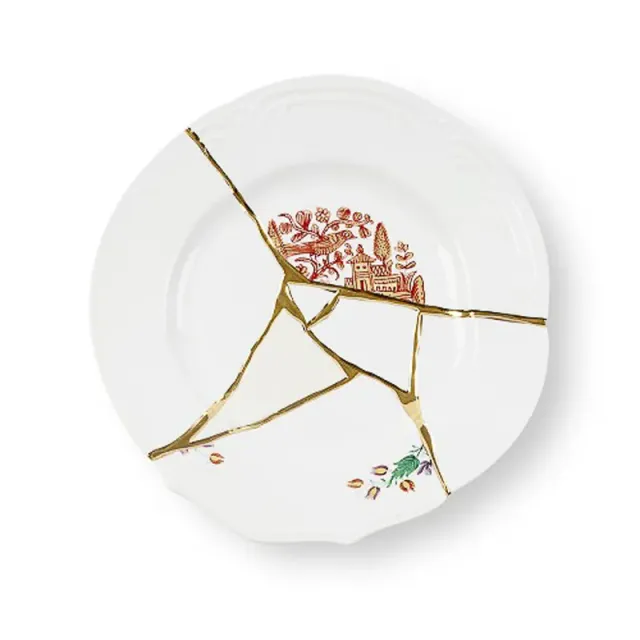 Seletti Kintsugi 1 piatto piano porcellana