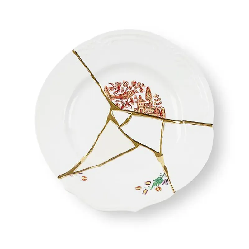Seletti Kintsugi 1 piatto piano porcellana