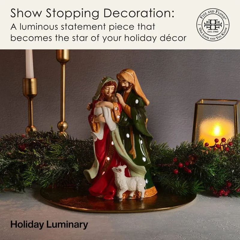 Fitz and Floyd Holiday Luminary Sacra Famiglia statuetta presepe LED 24 cm
