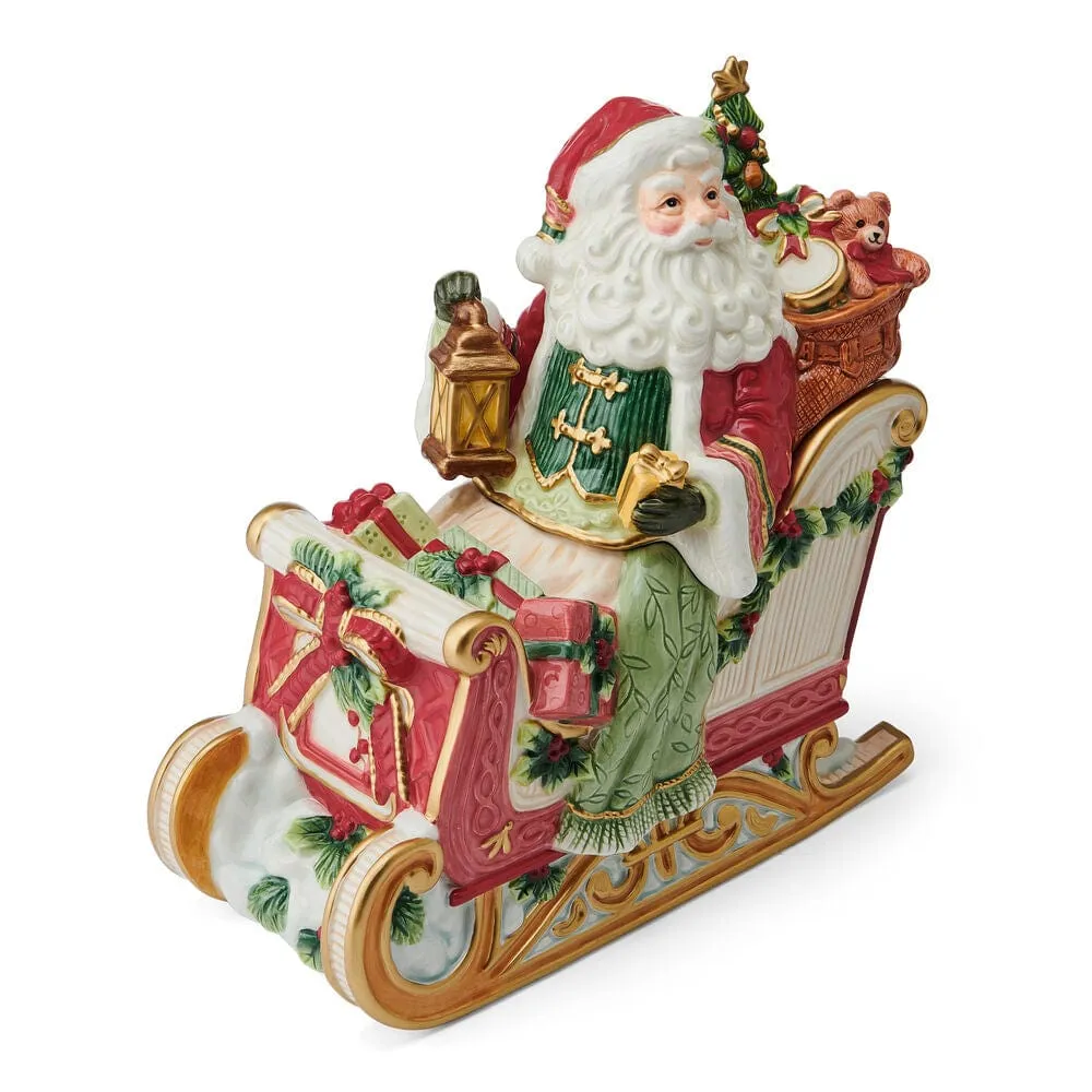 Fitz and Floyd Crimson Holiday barattolo biscotti Babbo Natale