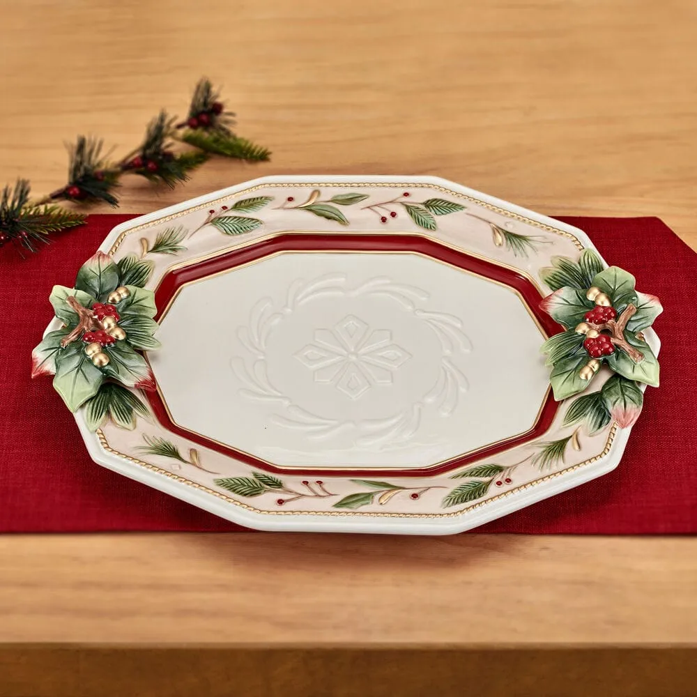 Fitz and Floyd Woodland Holiday vassoio portata in ceramica