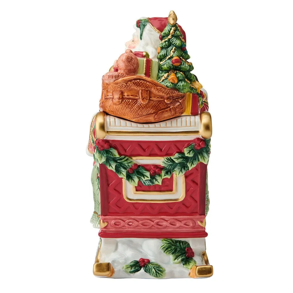 Fitz and Floyd Crimson Holiday barattolo biscotti Babbo Natale