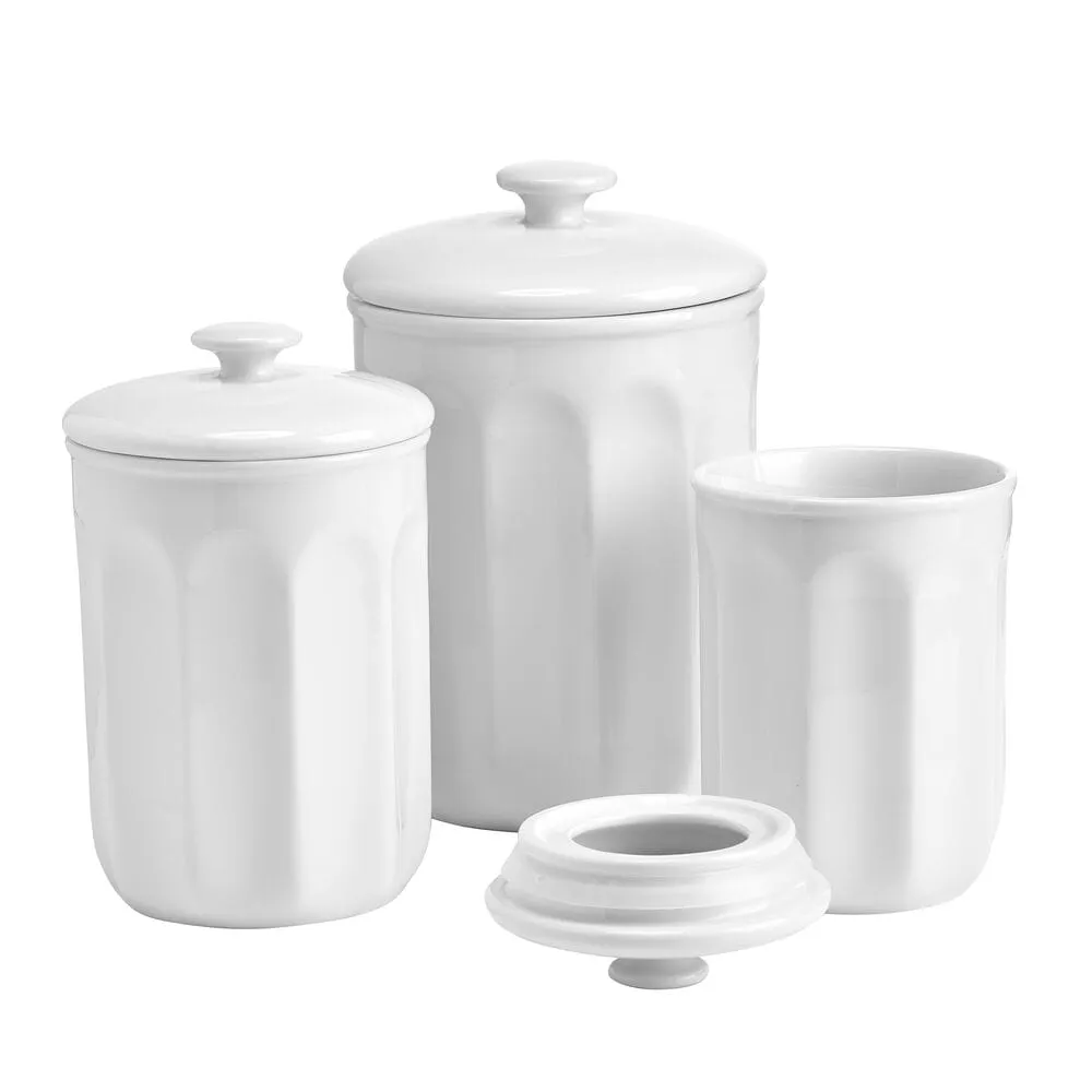 Fitz and Floyd Everyday White Vintage set 3 barattoli bianchi