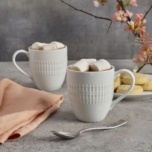 Fitz and Floyd Everyday White Dillan set 4 tazze mug bianche