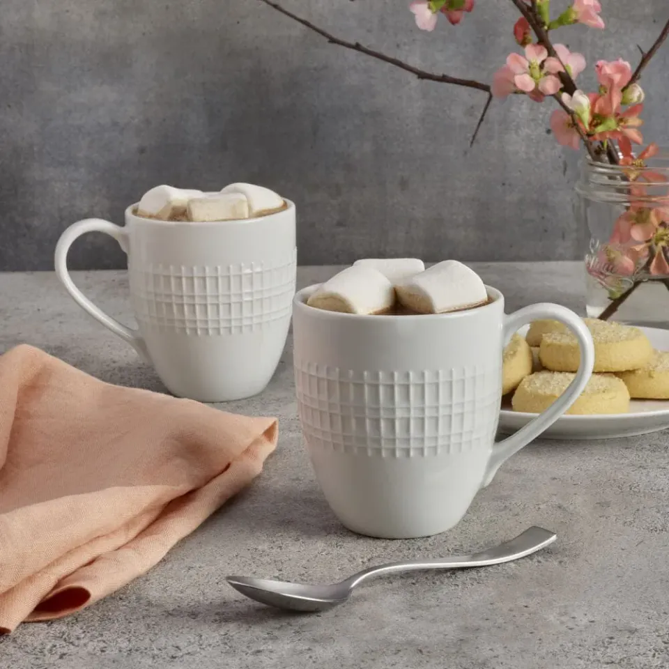 Fitz and Floyd Everyday White Dillan set 4 tazze mug bianche
