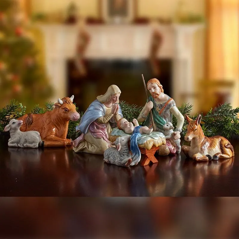 Fitz and Floyd Nativity statuine bue e agnello 12 cm