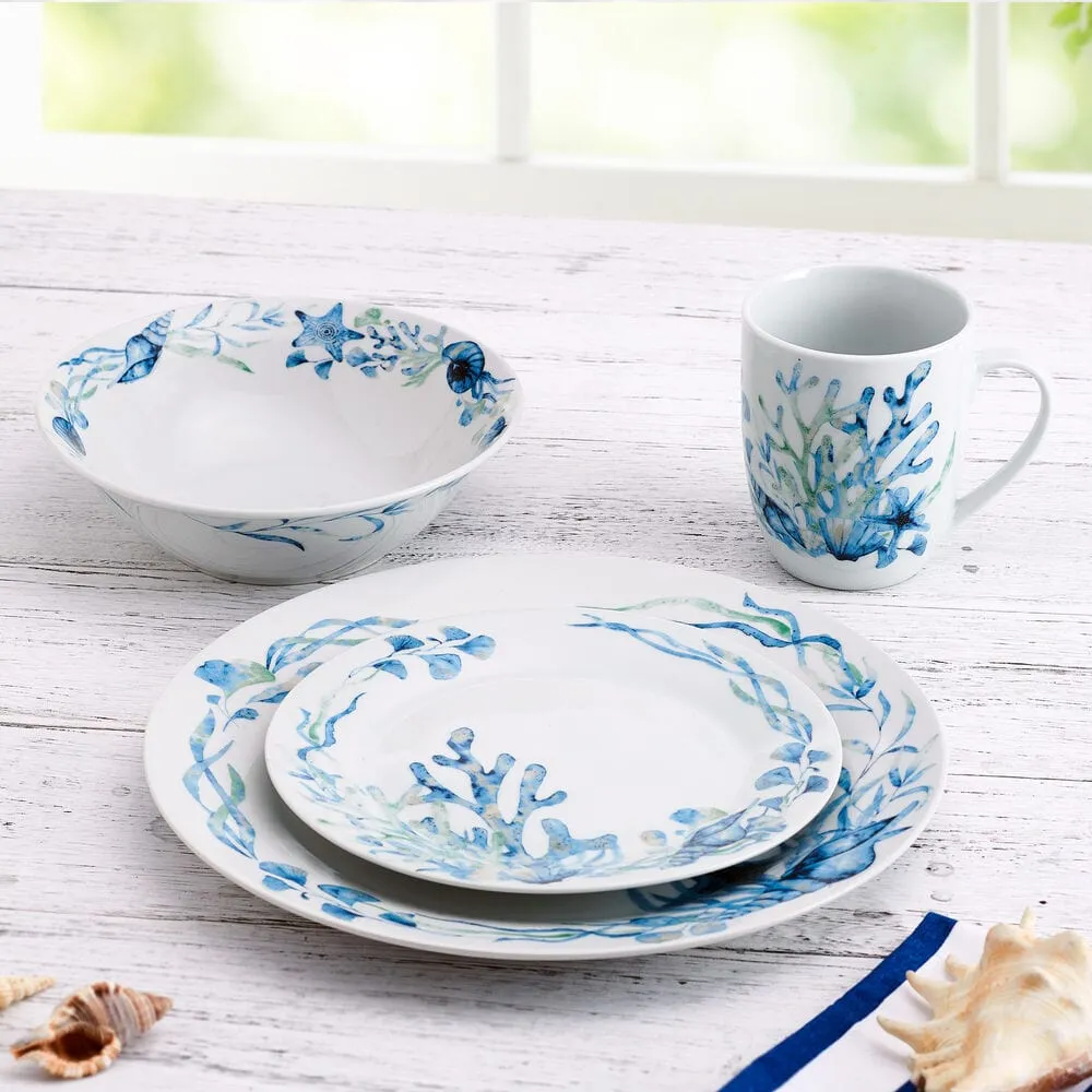 Fitz and Floyd Sanibel mug porcellana blu conchiglie