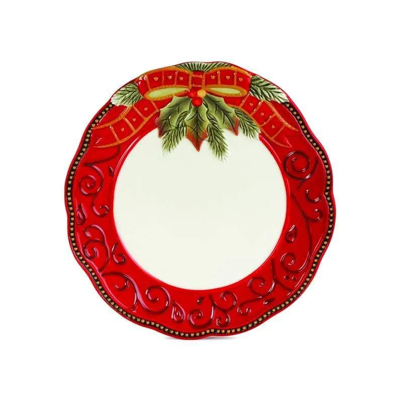 Fitz and Floyd Damask Holiday servizio piatti 4 pezzi rosso