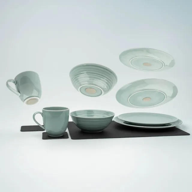 Silwy Ciano set stoviglie magnetiche porcellana 8 pezzi ciano