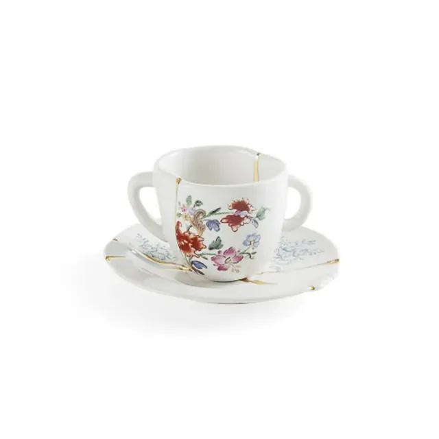 Seletti Kintsugi n.1 tazza caffè con piattino porcellana