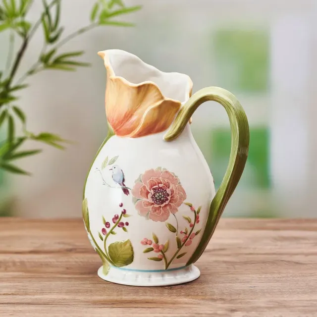 Fitz and Floyd Meadow brocca ceramica fiori primavera