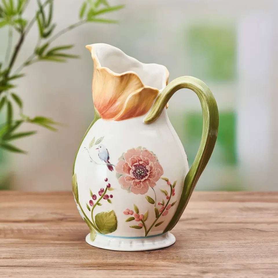 Fitz and Floyd Meadow brocca ceramica fiori primavera