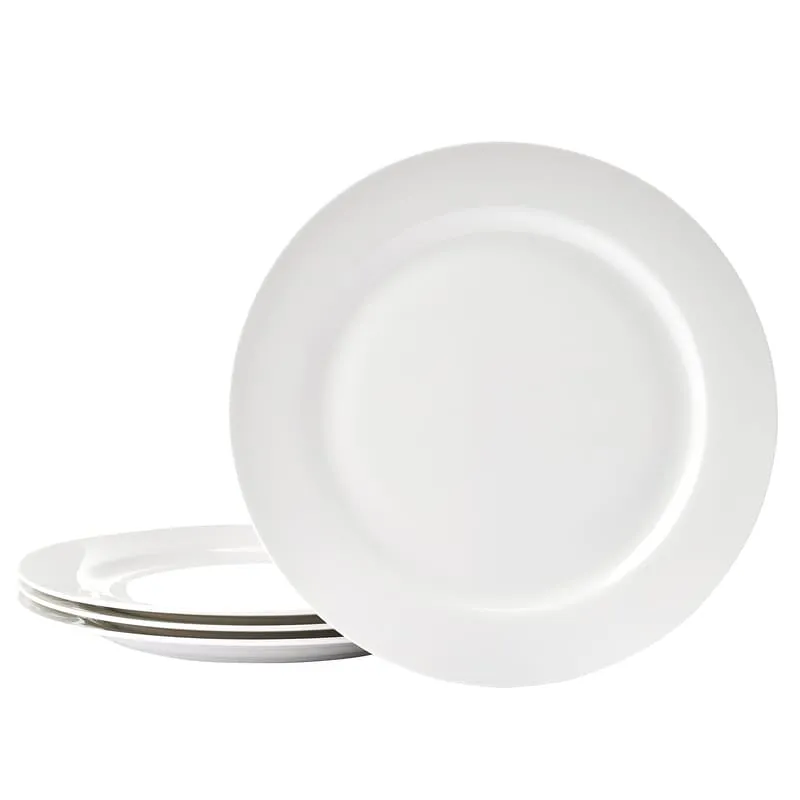 Fitz and Floyd Nevaeh White Classic Rim piatti piani 4 pezzi bianchi