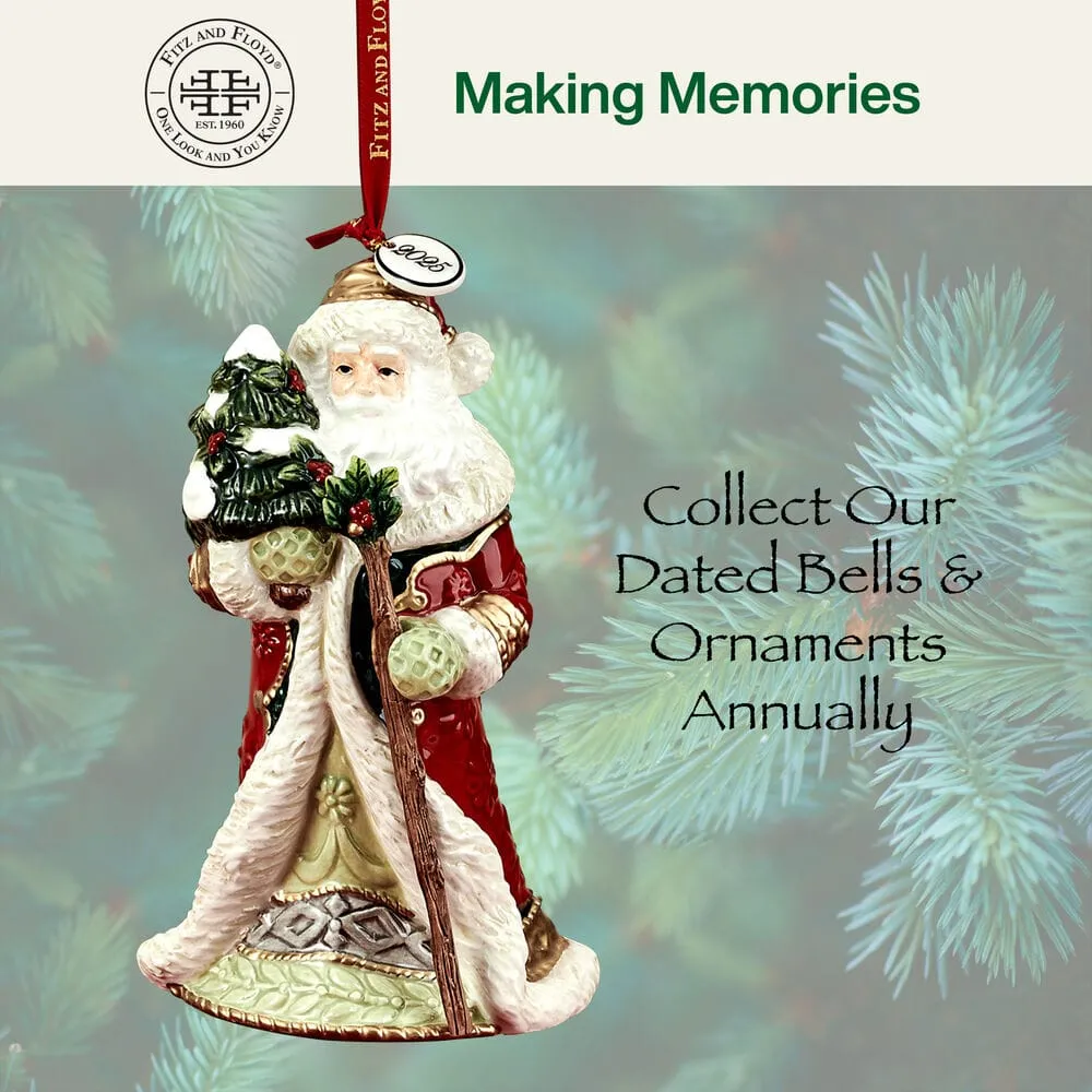 Fitz and Floyd Woodland Holiday campanella Santa 2025 ceramica