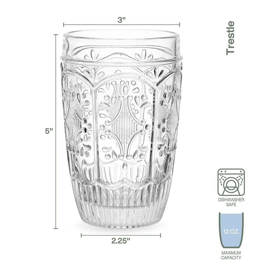 Fitz and Floyd Trestle Highball bicchieri set 4 trasparenti vetro