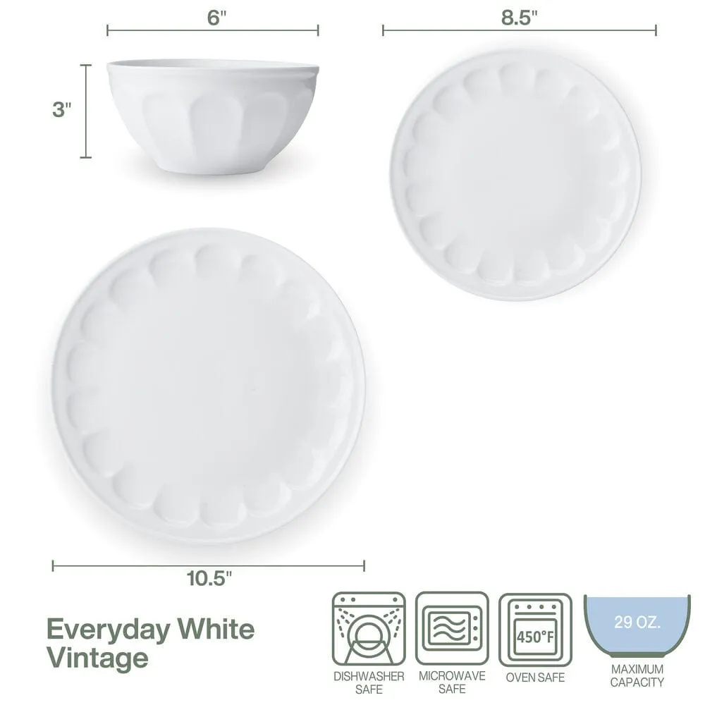 Fitz and Floyd Everyday White Vintage servizio piatti 12 pezzi porcellana