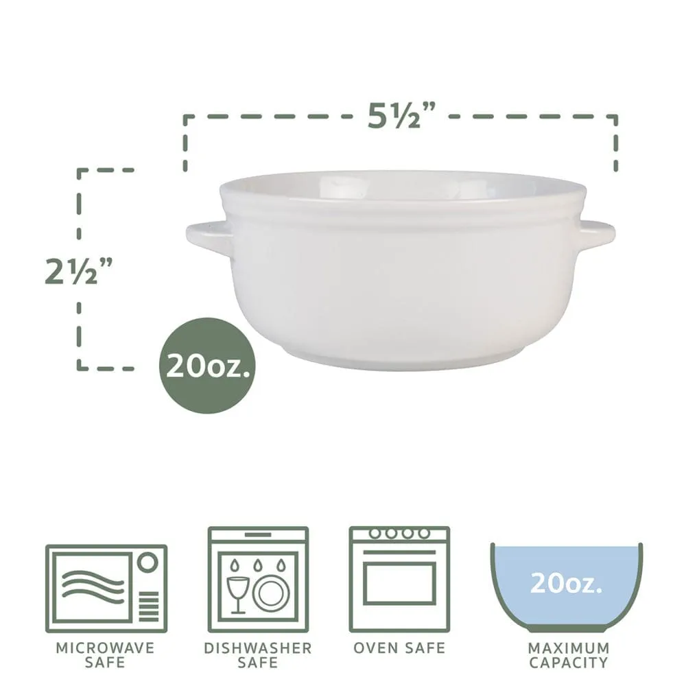 Fitz and Floyd Everyday White set 4 ciotole zuppa manici 20 oz