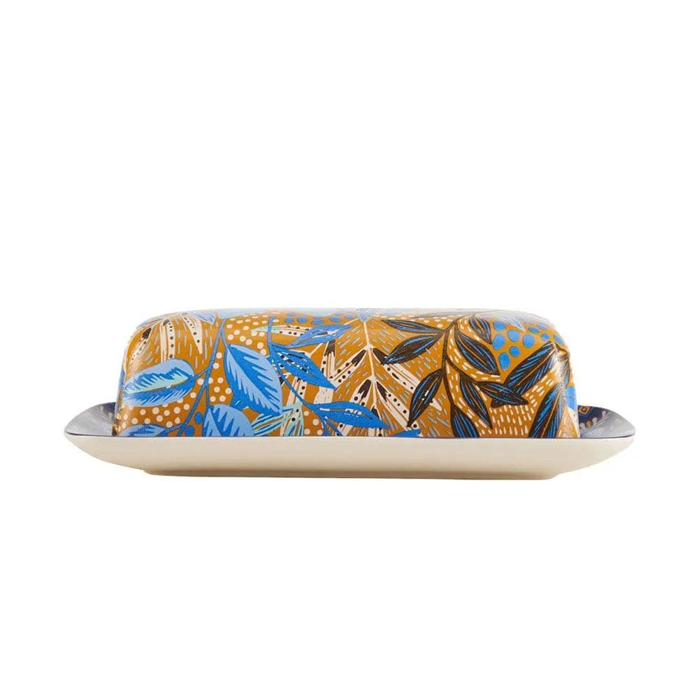 Fitz and Floyd Madeline burriera con coperchio blu oro