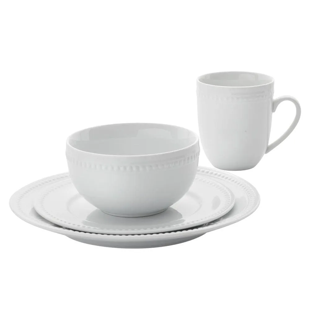 Fitz and Floyd Everyday White Beaded servizio piatti 8 persone 32pz