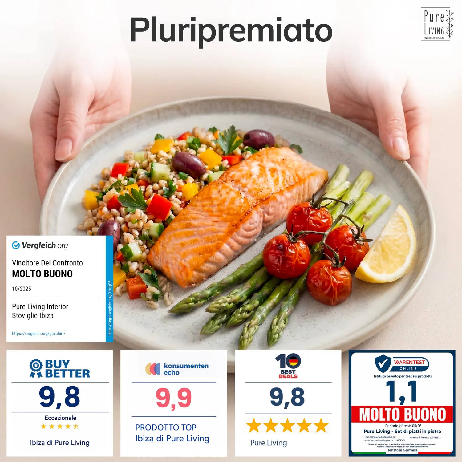Pure Living Ibiza piatti fondi 6 pezzi turchese gres