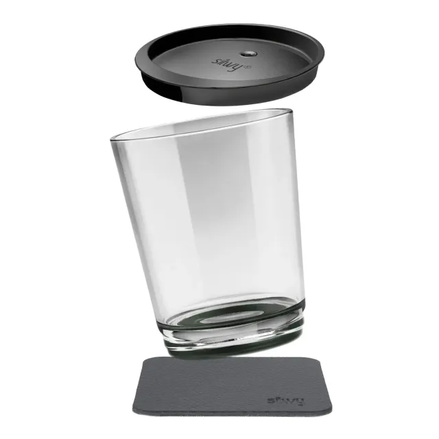 Silwy Triple tazza magnetica grigia con coperchio