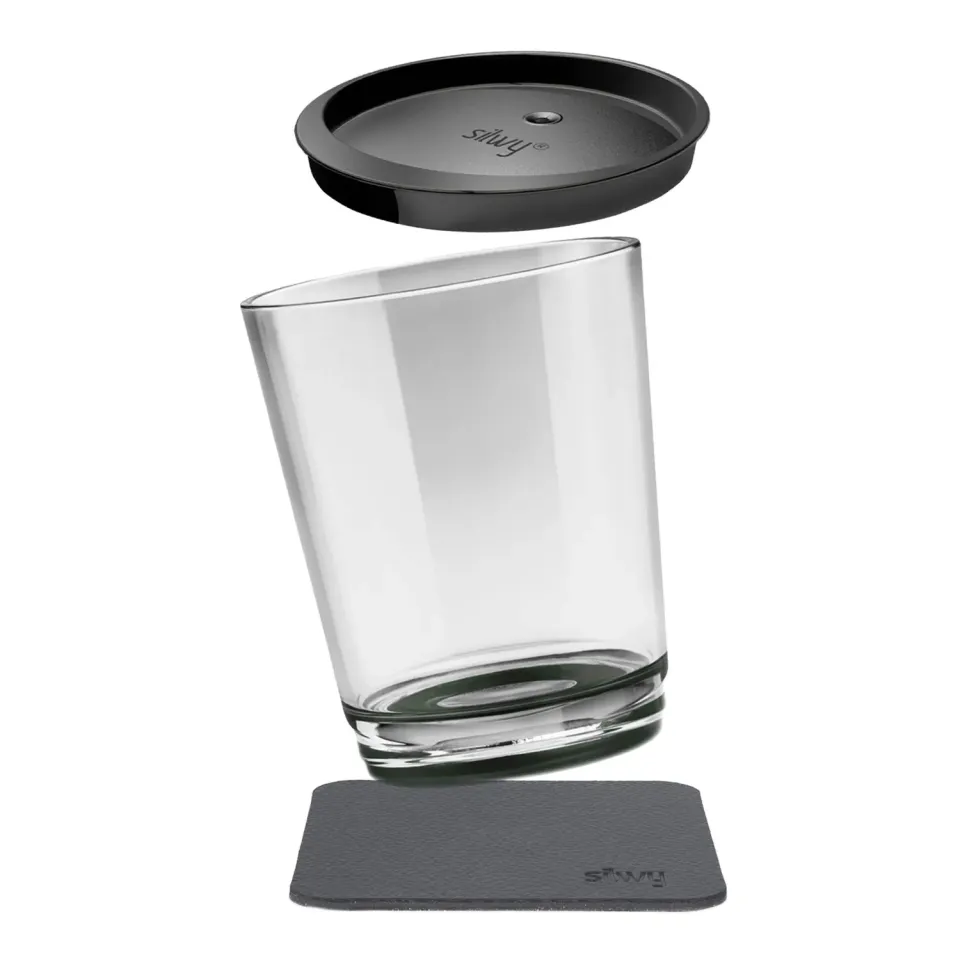 Silwy Triple tazza magnetica grigia con coperchio
