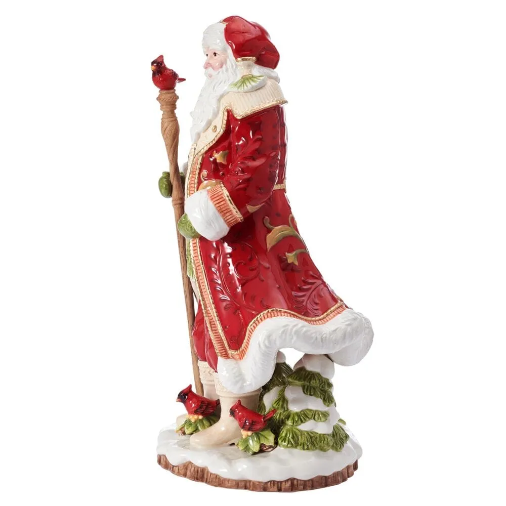 Fitz and Floyd Poinsettia Holiday statuetta Santa rosso 44 cm