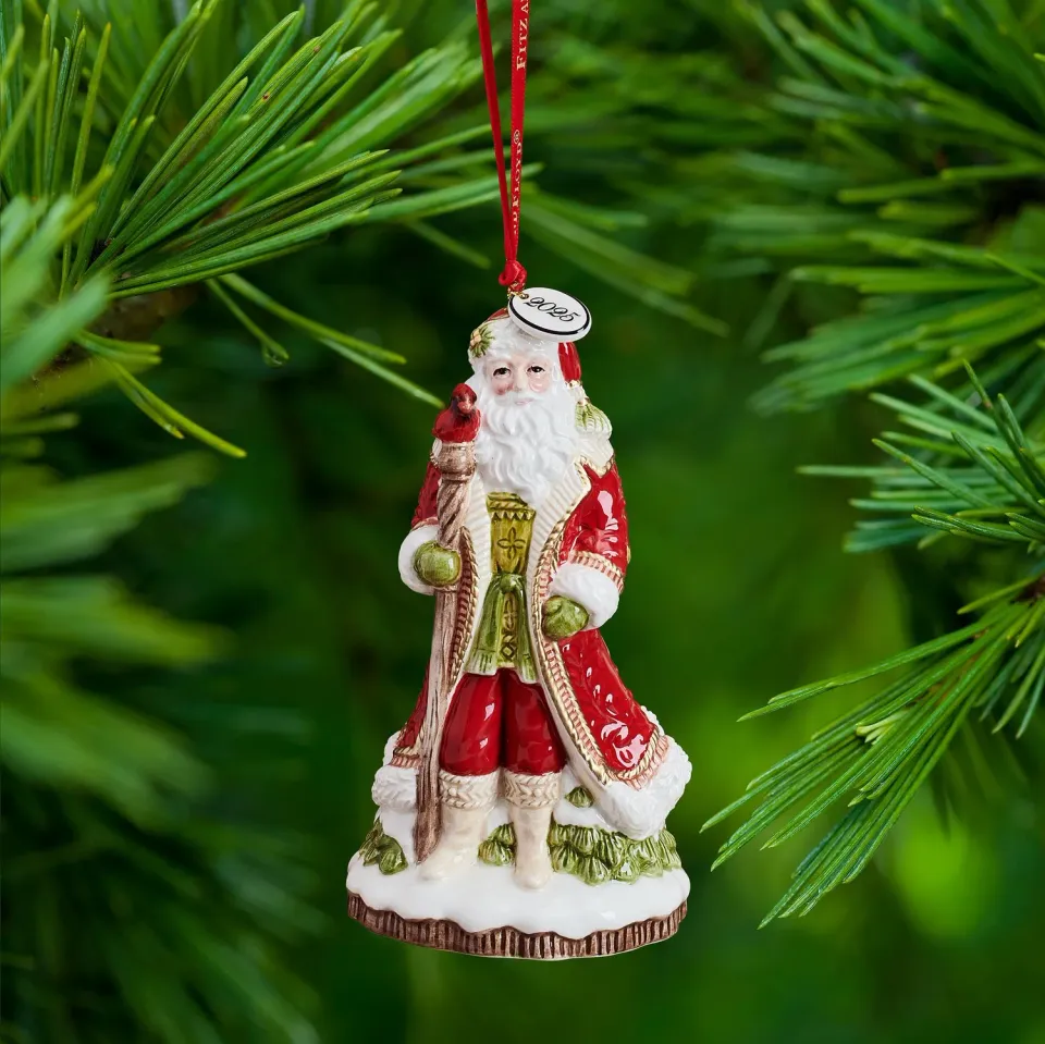Fitz and Floyd Poinsettia Santa Bell campana Natale 2025