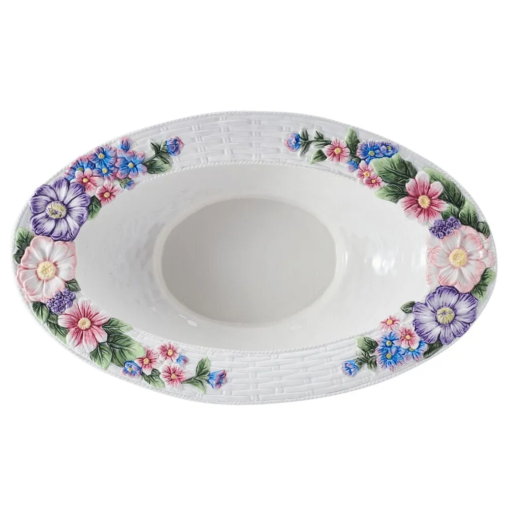 Fitz and Floyd Jardin centrotavola 18" fiori terraglia