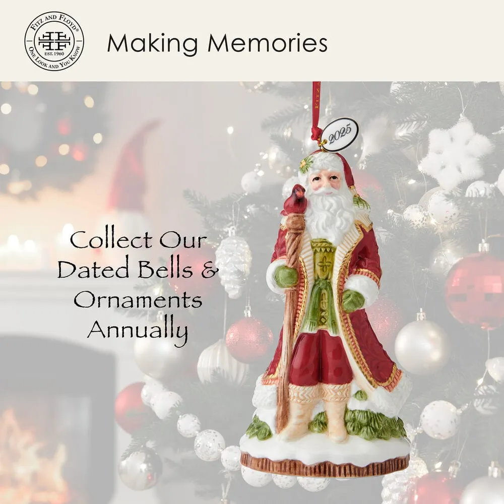 Fitz and Floyd Poinsettia Santa Bell campana Natale 2025