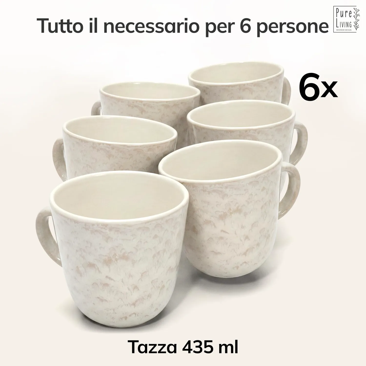 Pure Living Ibiza piatti piani 6 pezzi beige gres
