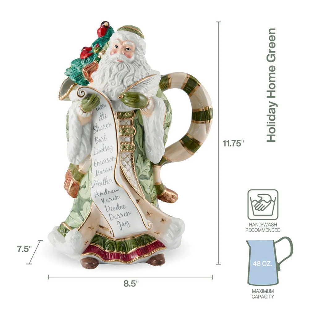 Fitz and Floyd Holiday Home brocca Babbo Natale verde 1,4 L