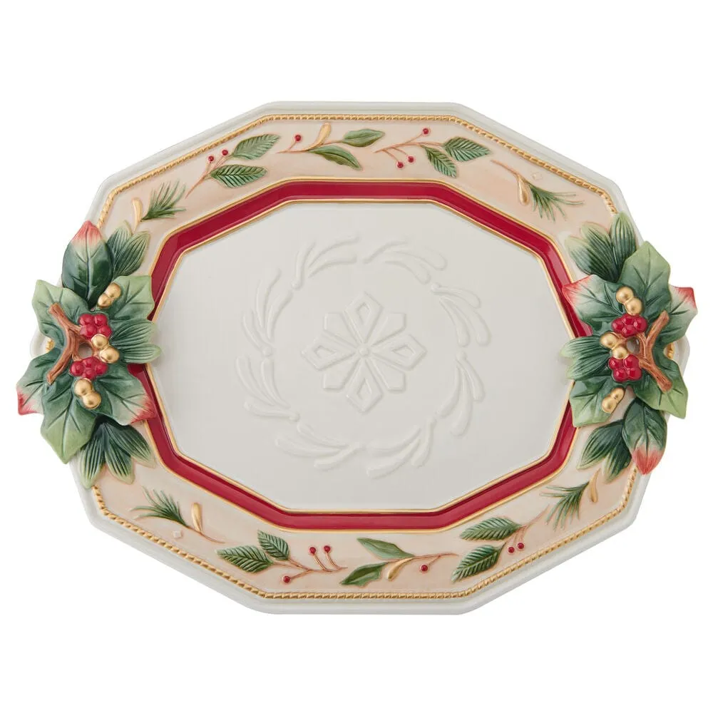 Fitz and Floyd Woodland Holiday vassoio portata in ceramica