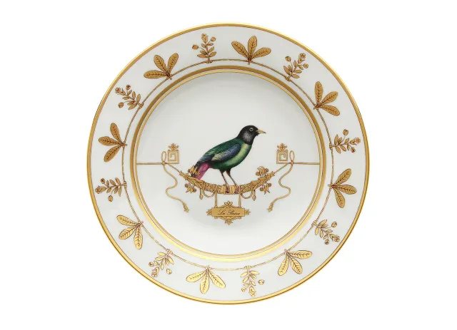 Richard Ginori Volière piatto fondo decoro uccelli oro