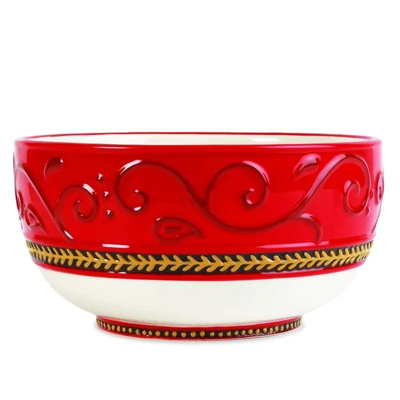 Fitz and Floyd Damask Holiday servizio piatti 4 pezzi rosso