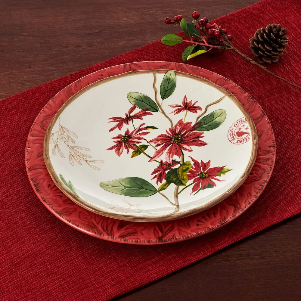 Fitz and Floyd Poinsettia Holiday set 4 piatti insalata