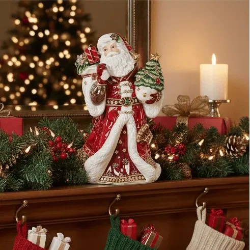Fitz and Floyd Renaissance Holiday carillon Santa 24 cm