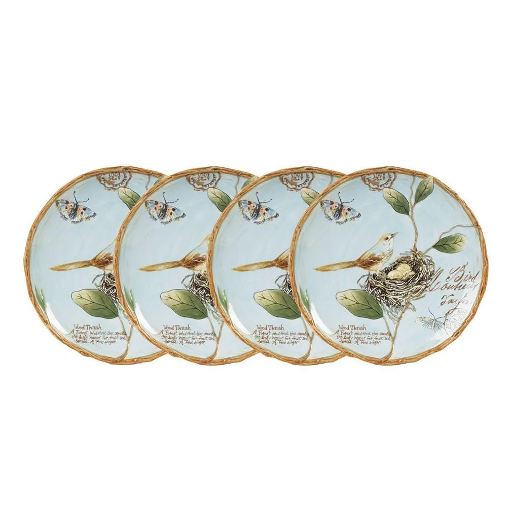 Fitz and Floyd Toulouse Set 4 Piatti Insalata Blu in Gres