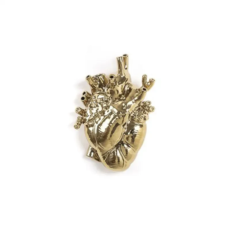 Seletti Love in Bloom Gold vaso cuore oro porcellana
