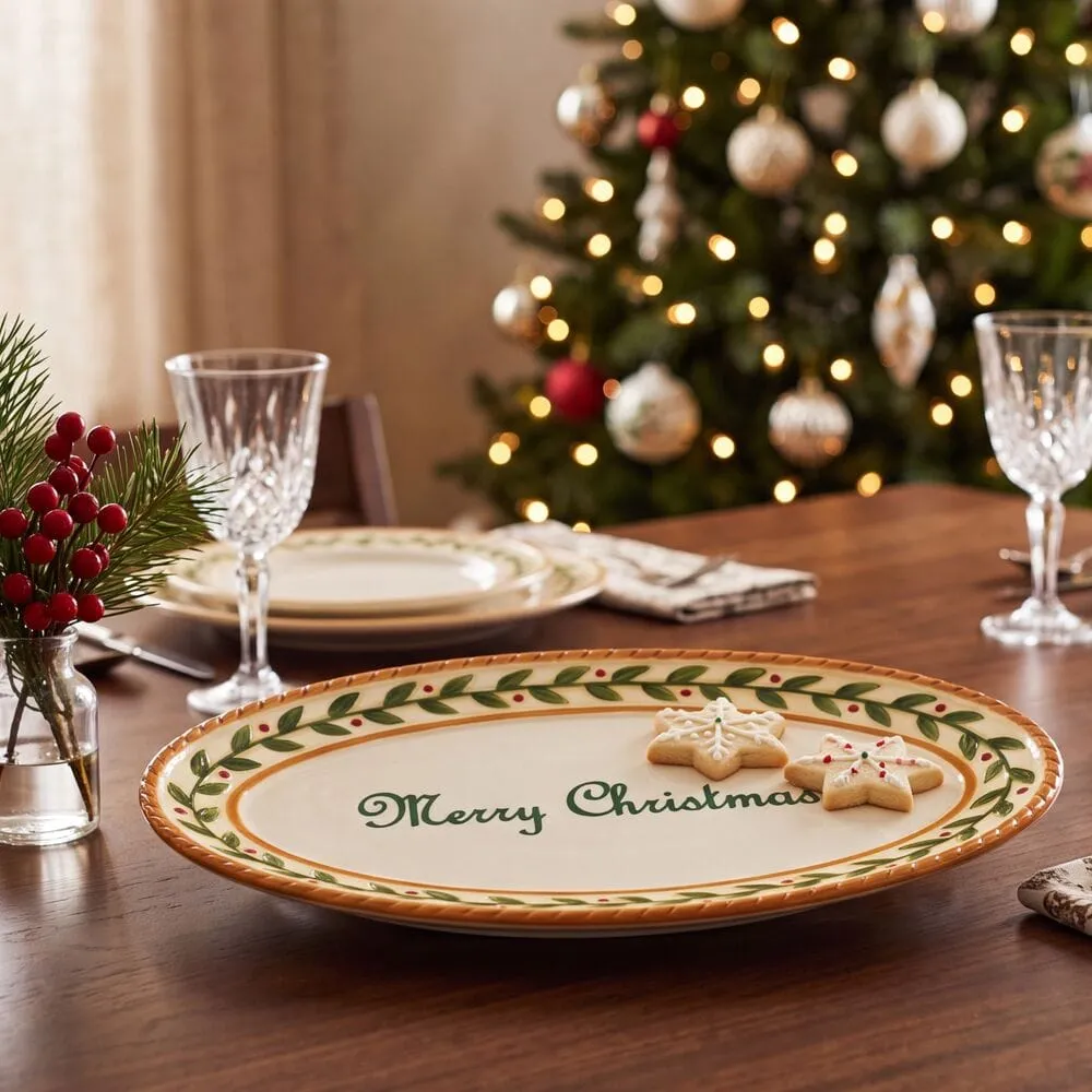 Fitz and Floyd Santa's Gift Vassoio ovale Merry Christmas