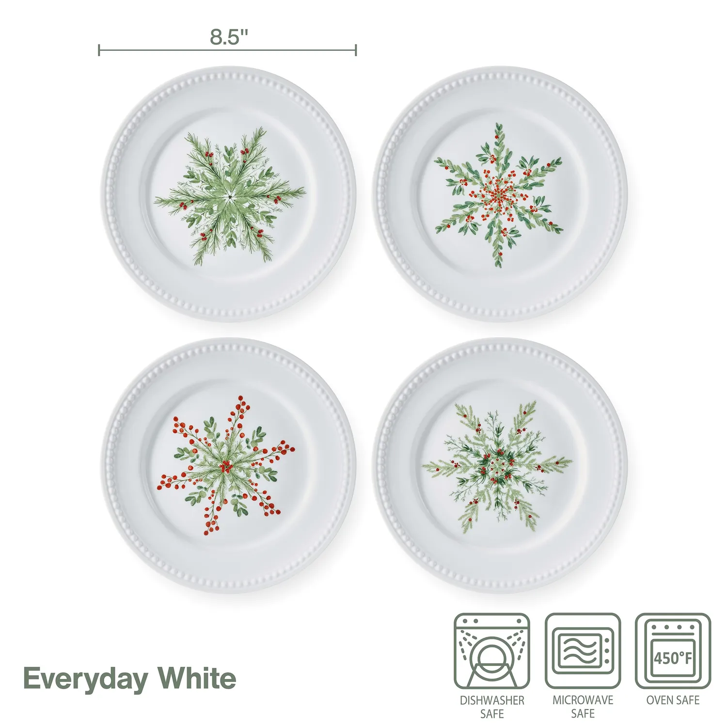 Fitz and Floyd Everyday White Evergreen piatti insalata 4 pezzi